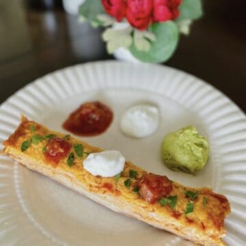 lazy enchiladas Chicken enchiladas with sour cream salsa and guacamole