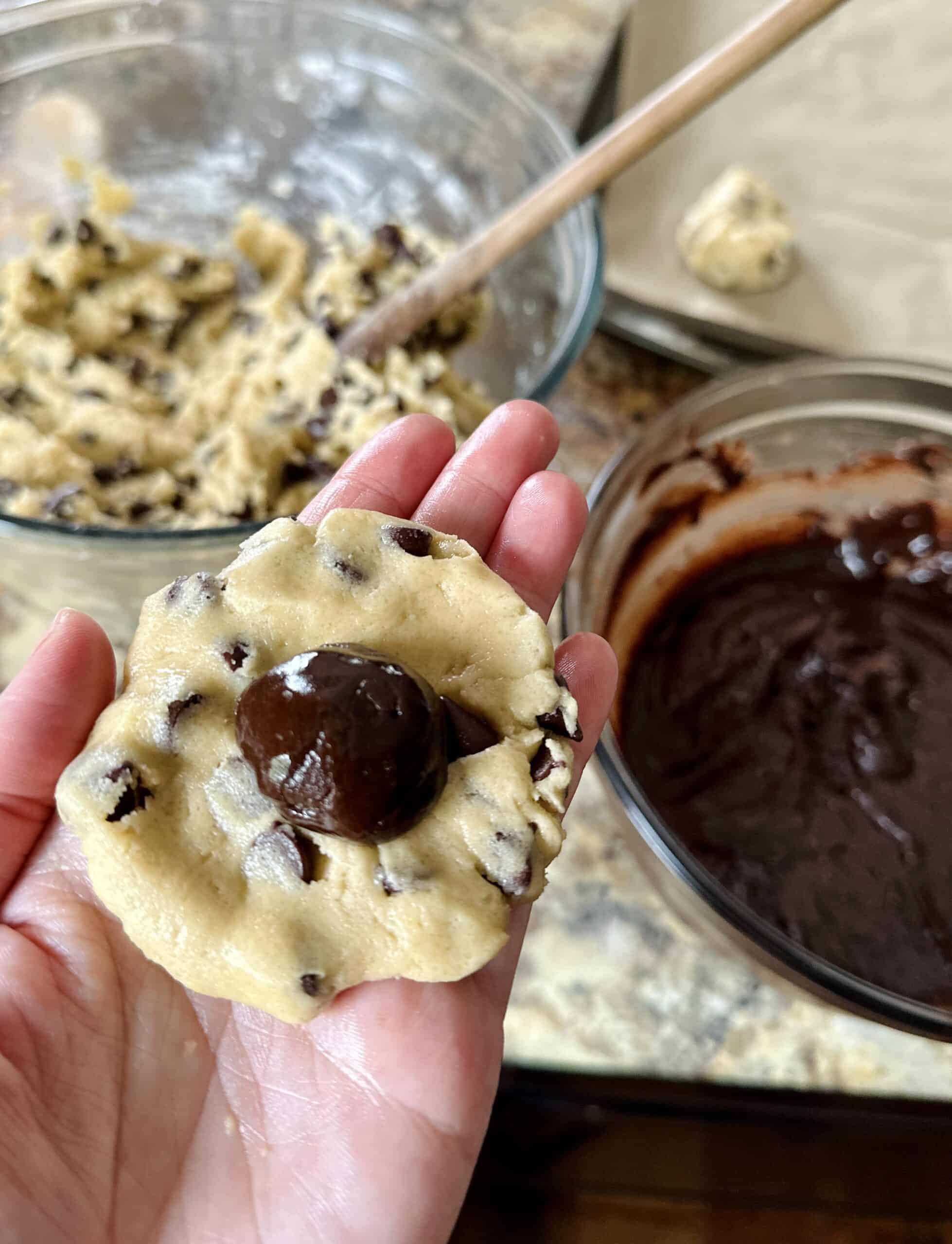 Brookies brownie stuffed cookies recipe - stuffed chocolate chip cookies