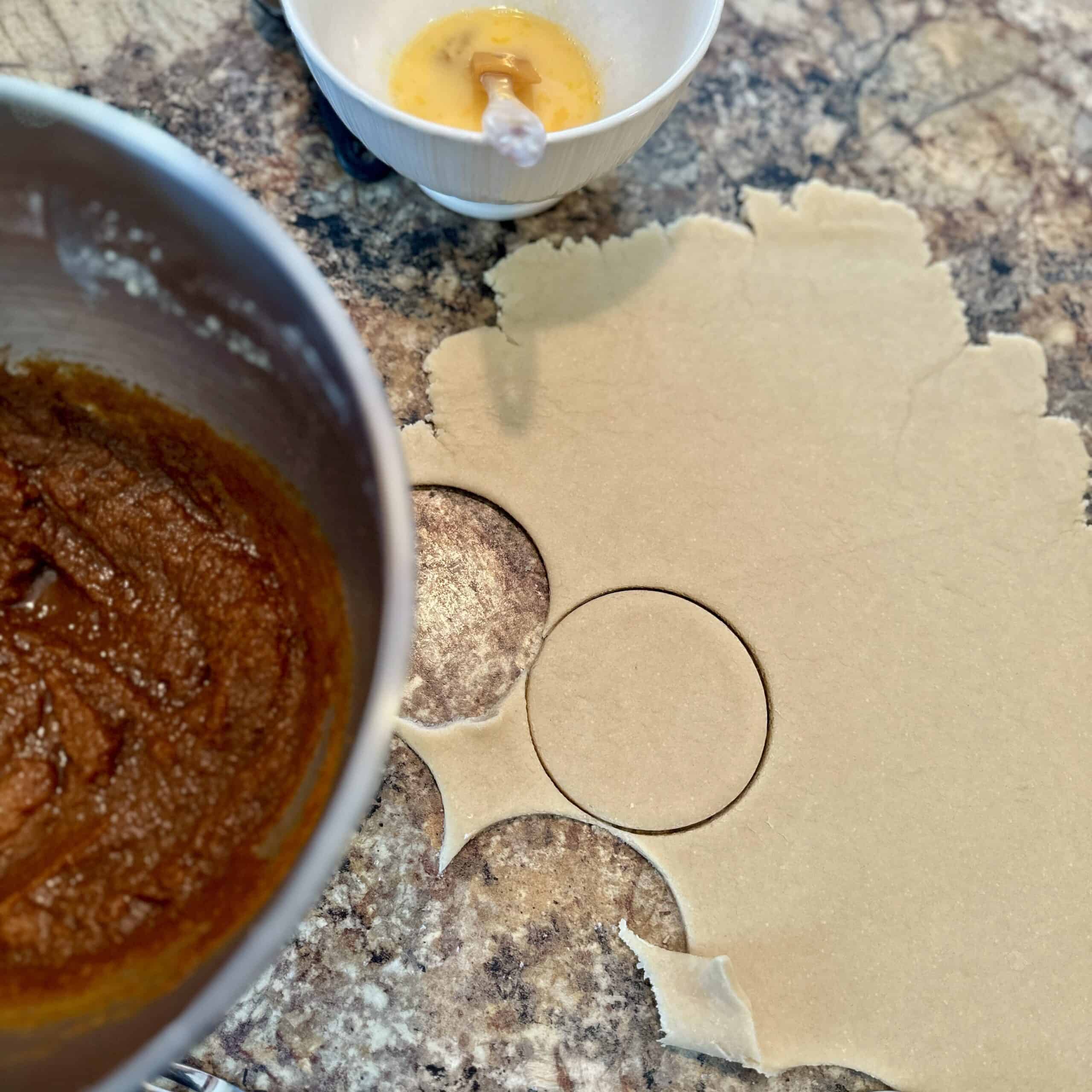 pumpkin pasties ingredients cutting out pie crust circles